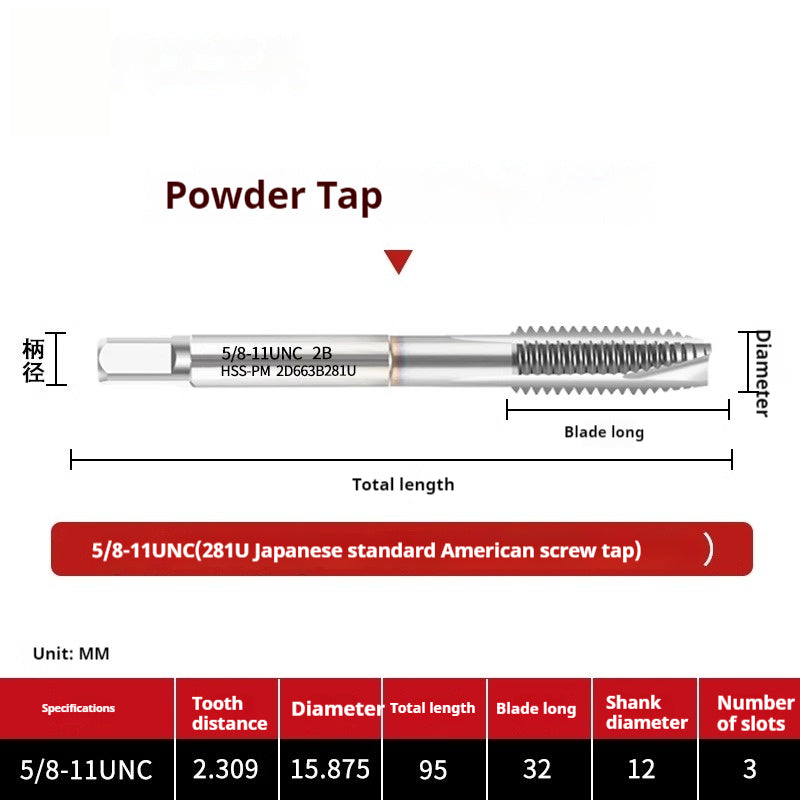 2124-282U American Japanese Standard Powder Screw Machine Tapping Tip Tapping Series Powder High Speed Steel Tap Shandong Denso Pricision Tools Co.,Ltd.